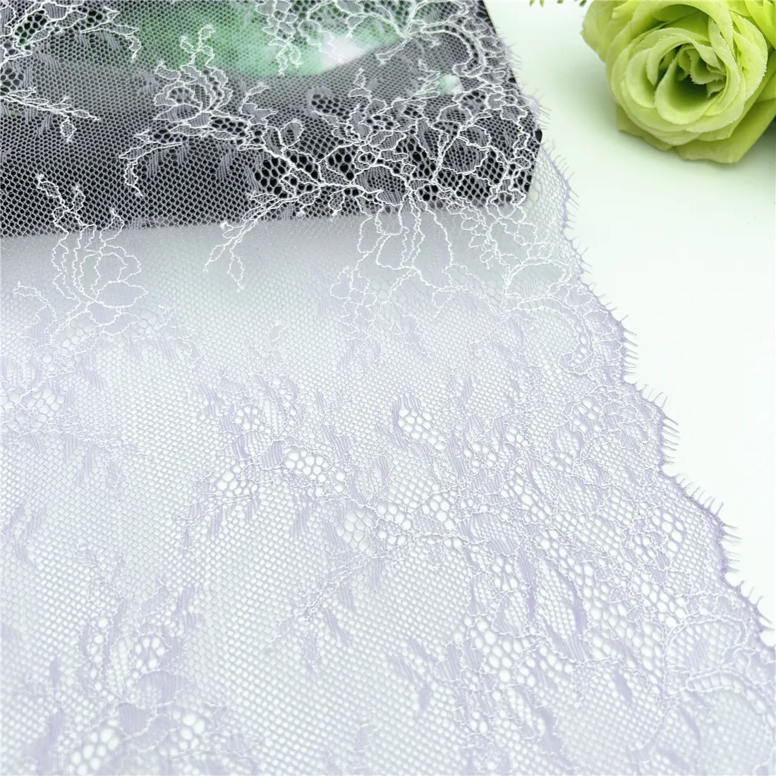 3y/lot Width 9 1/4 inch 2-Tone 23.50cm Pale Purple Non-Elastic Eyelash Lace Trim Lingerie Sewing Craft DIY Apparel Fabric Lace 4