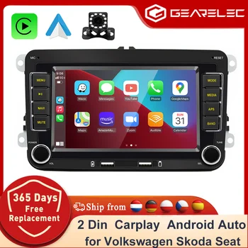 Radio para coche Android 2 Din de GEARELEC, reproductor multimedia con GPS, WiFi y CarPlay para Volkswagen, Skoda Octavia, Golf 5/6, Touran, Passat, Polo y Jetta 1