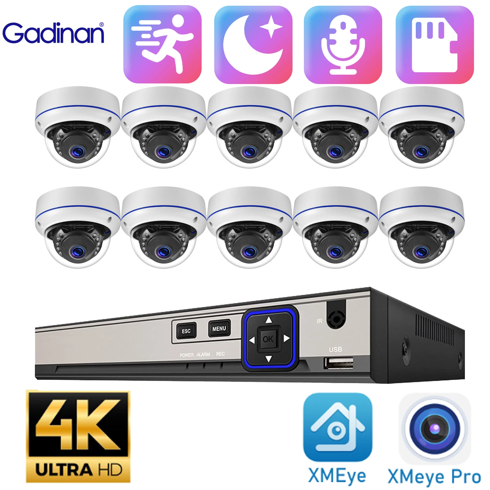 Gadinan-Outdoor-Waterproof-Security-Camera-System-Intelligent-Infrared ...