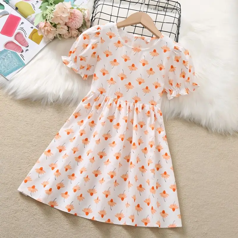

Summer 2023 New Fashion Fragmented Flower Princess Dress Thin Children's Clothing Dress Girls Dress Kids Clothes Girls 2-10 Year