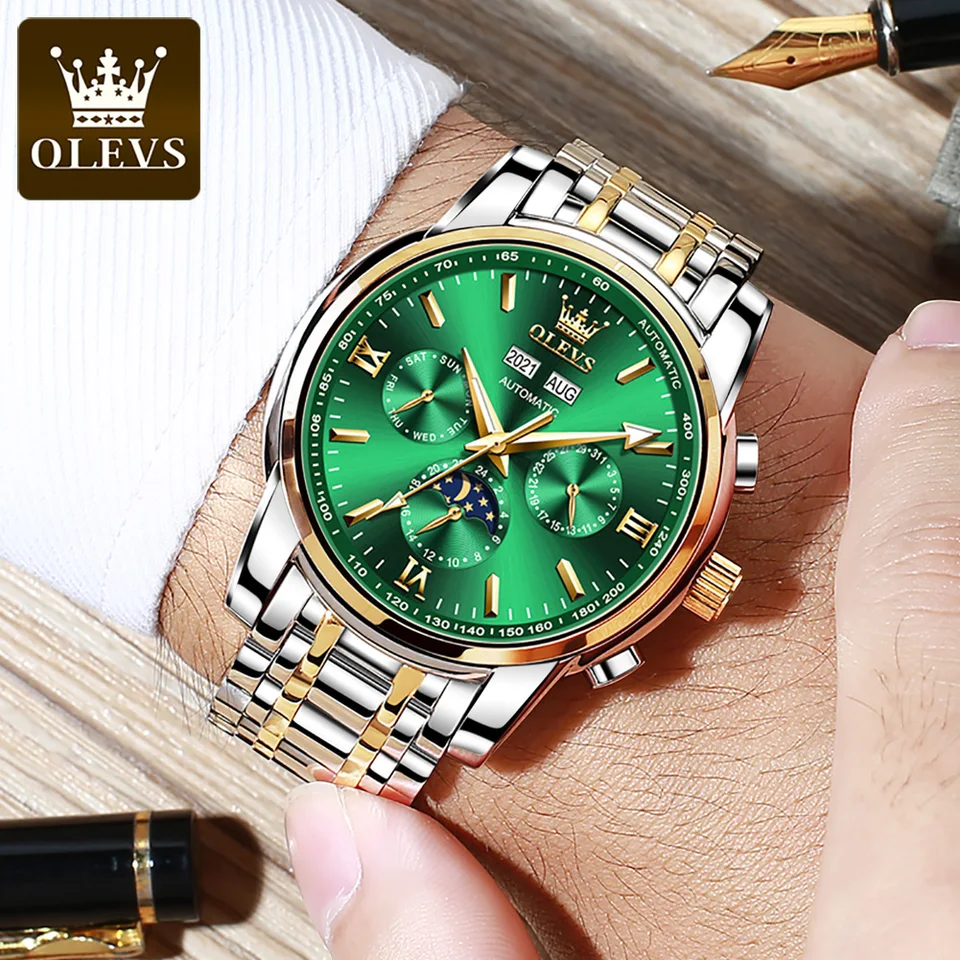 腕時計 メンズ アナログ |OLEVS Mens Automatic Watch Skeleton Diamond Luxury Mechanical