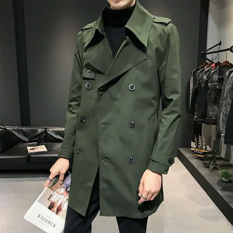 Man Trench Coat Lapel Windbreaker Leisure Time Business Affairs British Style Trench Coats Fashion Trend Show Thinness Coat