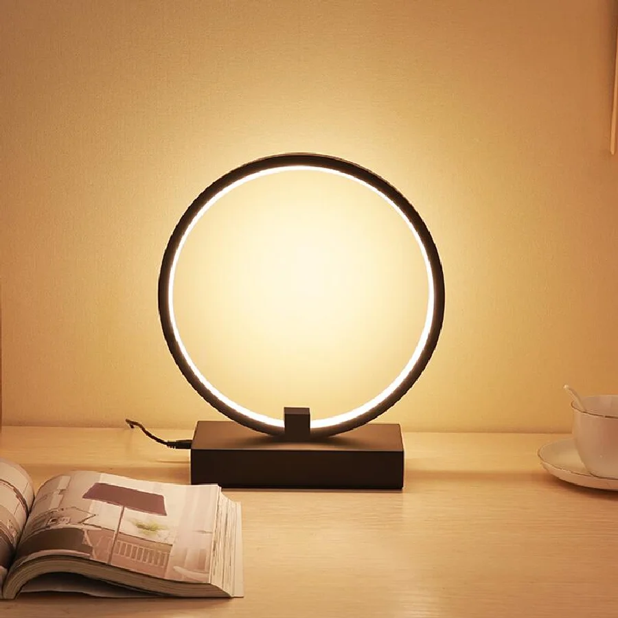 

Modern Circle LED Table Lamp For Bedroom Bedside Table Decor Night Lamp Study Reading Desk Lamp Night Light Home Lighting