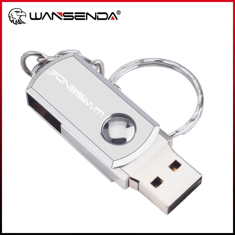 

WANSENDA Key Chain USB Flash Drive 128GB 64GB Rotation Pen Drive 4GB 8GB 16GB 32GB Metal Pendrive Flash USB Memory Stick
