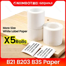 NiiMbot-impresora de etiquetas B21 B1 B3s, resistente al agua, Anti-aceite, etiqueta de precio, papel de etiquetas blanco puro resistente a los arañazos