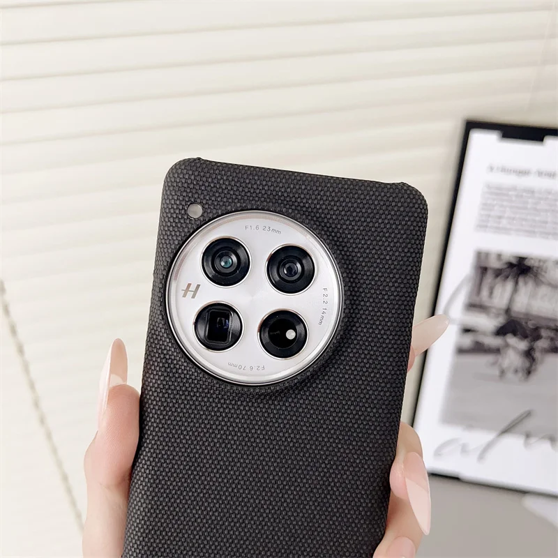 Canvas Cloth Leather Hybrid Luxury Back Case with Color Collision Design