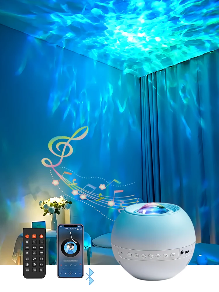 Neue Wasserwellen Galaxie Licht Projektor Sternen himmel Nachtlicht  eingebaute Bluetooth-Lautsprecher LED Lampe Dekoration Home Schlafzimmer  Geschenk