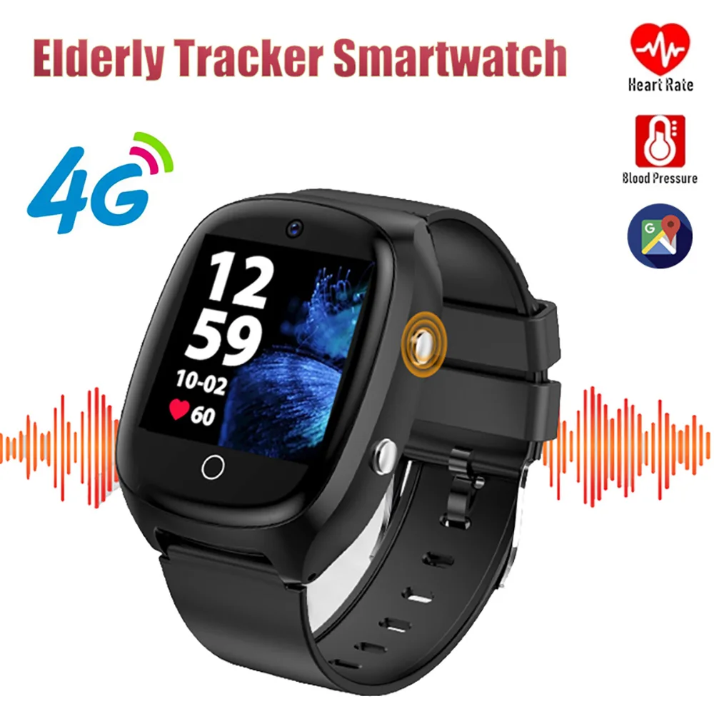 

4G Elderly Tracker Smartwatch SOS Fall-down Reminder Loud Volume GPS Location Blood Pressure Wrist Watch for Elder Old People