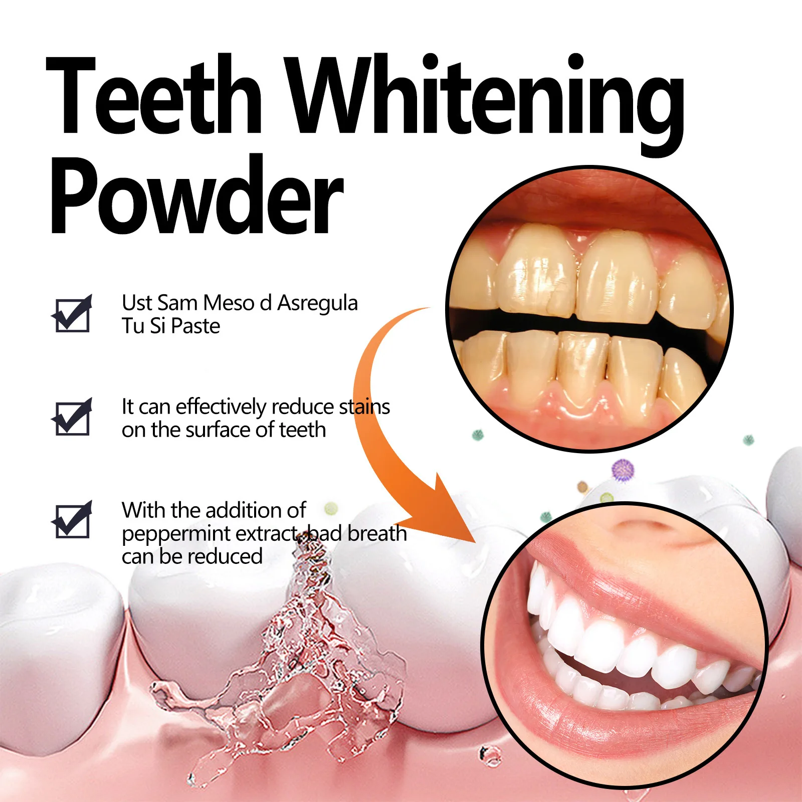 Natural Teeth Whitening Powder Activated Organic Charcoal Powder Polish Teeth Clean Strengthen Whitener Oral Hygiene teeth whitening powder