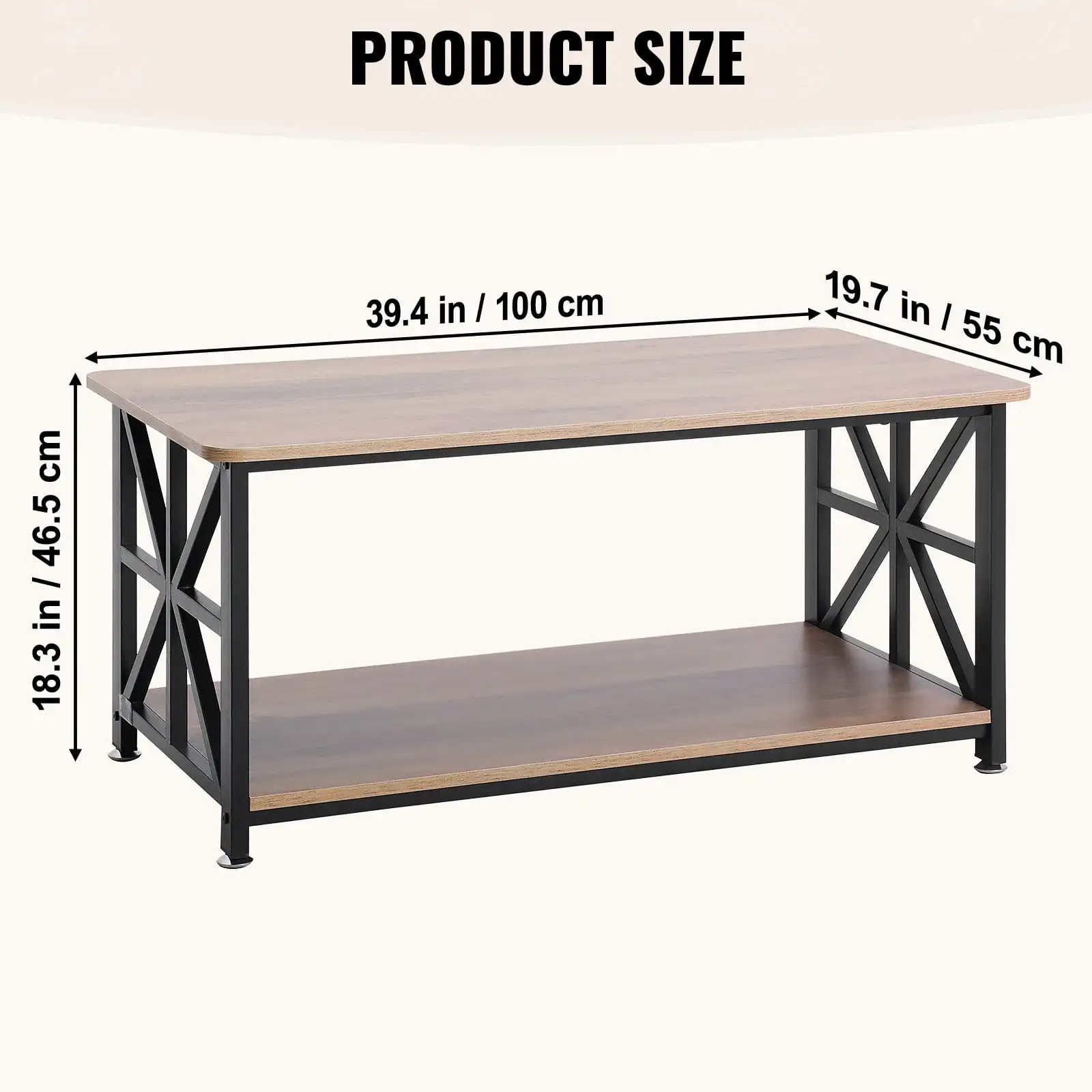 40" Farmhouse Coffee Table, Rectangle Coffee Table with Open Storage Compartment, Wooden Rustic Cocktail Table for Living Room 5