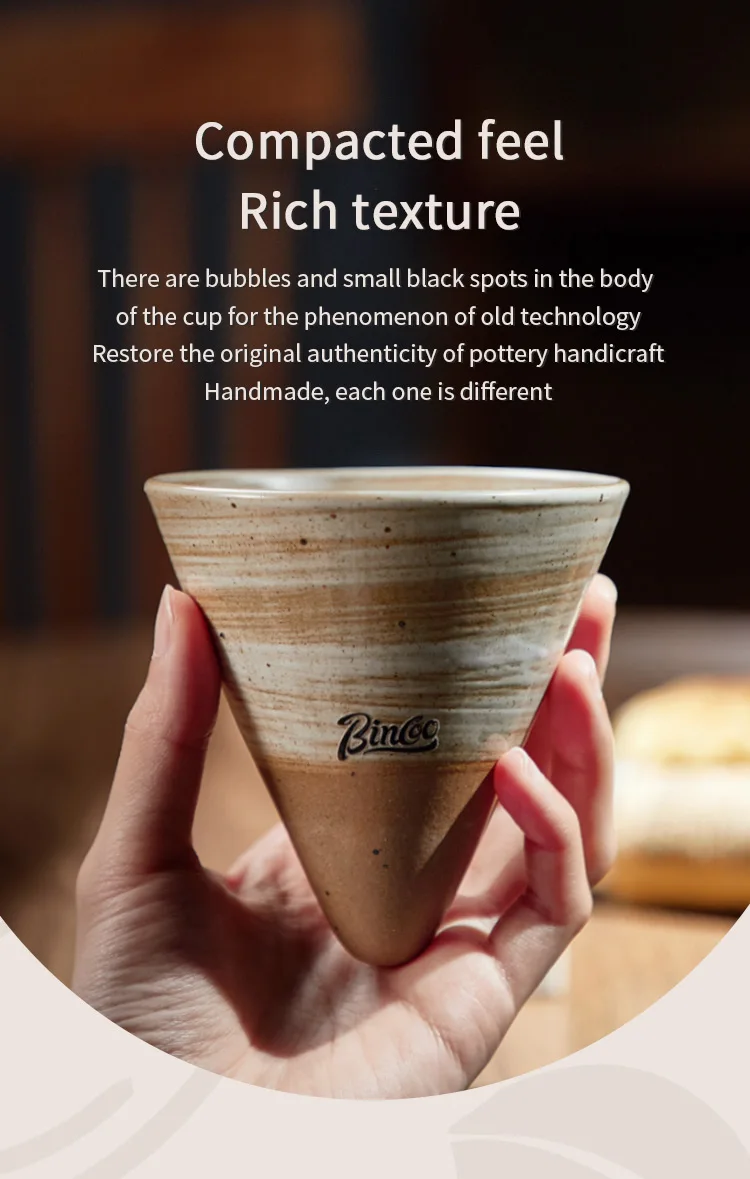Description Picture 6 of item1PC Japanese Style Retro Ceramic Coffee Cup Rough Pottery Tea Cup Latte Pull Flower Porcelain Cup Pottery Mug For Home Office