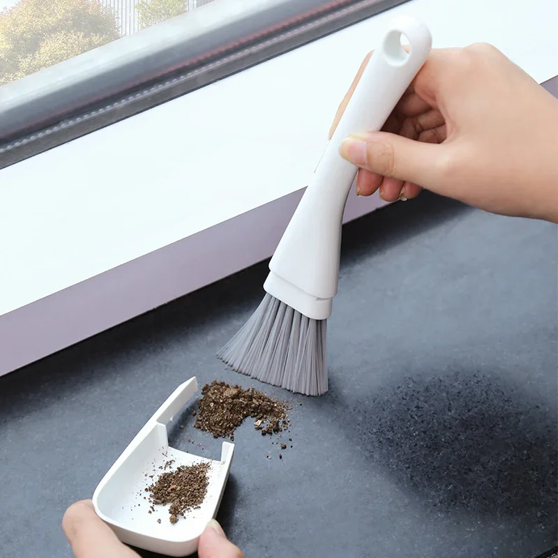 Window Groove Cleaning Brush Windows Slot Cleaner for Door Floor Gap Keyboard Brush+Dustpan 2 In 1 Household Cleanin