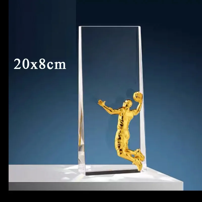 Customized Creative Crystal Trophy, High-End Sports Rewards, Metal Resin Crafts, School Competition Award Gifts, Home Decor, 1Pc