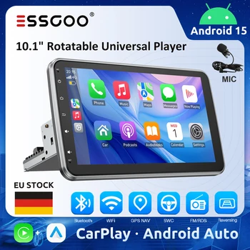 ESSGOO Radio de coche con pantalla flotante universal de 10.1 pulgadas, reproductor multimedia giratorio 1Din, 4GB 64GB, Carplay, Android Auto, estéreo para coche, GPS 1