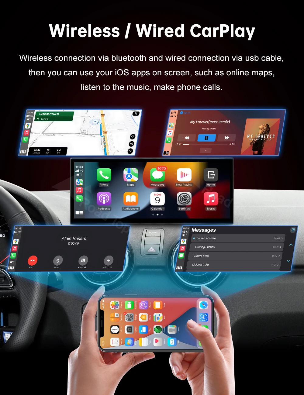 DE 12,3 Zoll RoadTop Wireless CarPlay Multimedia-Display Android Auto für Audi A1 2012-2018 Airplay Autolink-Funktion – Detail 7