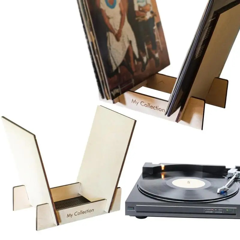 

Sturdy Wood Record Holder durable Vinyl Record Album Storage Stand Long Lasting Record Display Organizer For Desktop Decoration