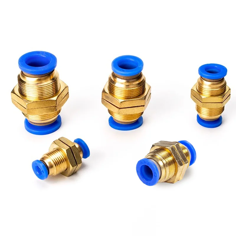 20PCS Pneumatic Fittings PM Straight Bulkhead Union Connector 4mm 6mm 8mm 10mm 12mm OD Hose Plastic Push In Gas Quick Connector