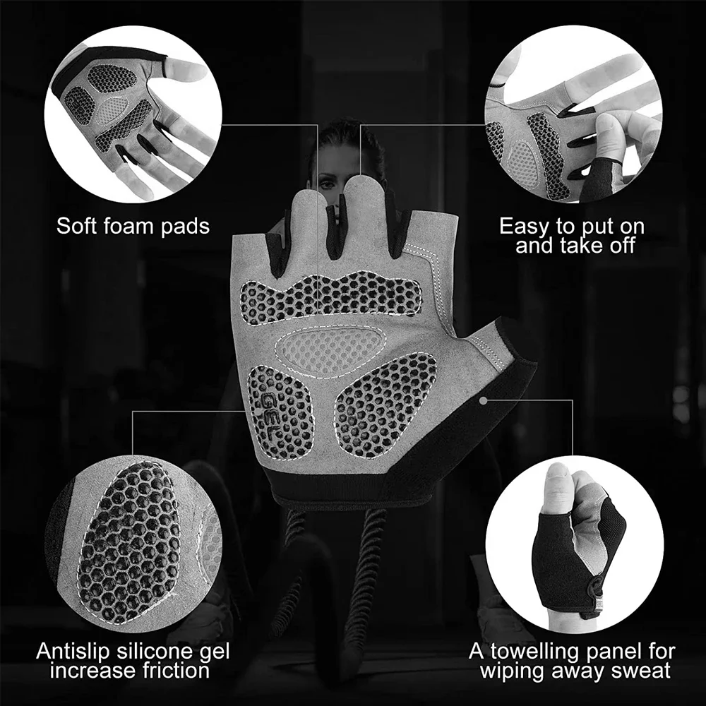 1Pair Kids Half Finger Gloves Sport Gloves Breathable Non-Slip Gel Gloves for Children Cycling Riding Biking Outdoor Sports 3