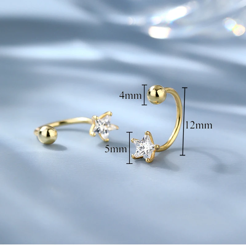 925 Silver Star Flash Crystal Earrings