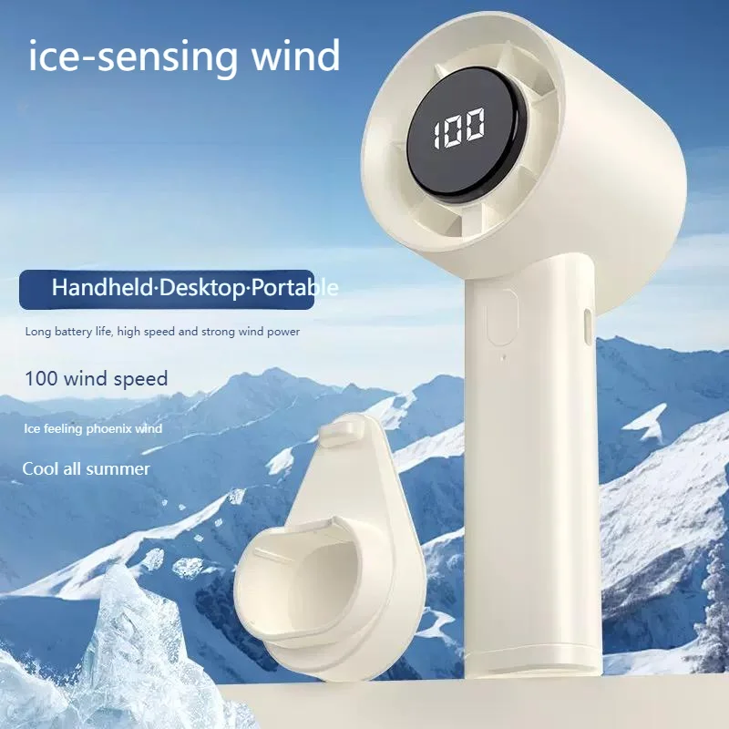 Mini ventilatore portatile portatile con display a LED Refrigerazione a semiconduttore Ventilatore esterno con batteria ricaricabile USB a 100 velocità