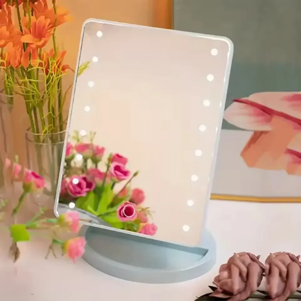 1pc LED Touch Screen Makeup Mirror with Adjustable Brightness & Standard Magnification, Ideal for Professional & Home Use.