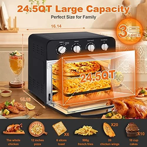 Chef Air Fryer Toaster Oven Combo,16QT Convection Ovens Countertop, 4 Slice  Toaster, 9-inch Pizza, with Warm, Broil, Toast, Bake - AliExpress