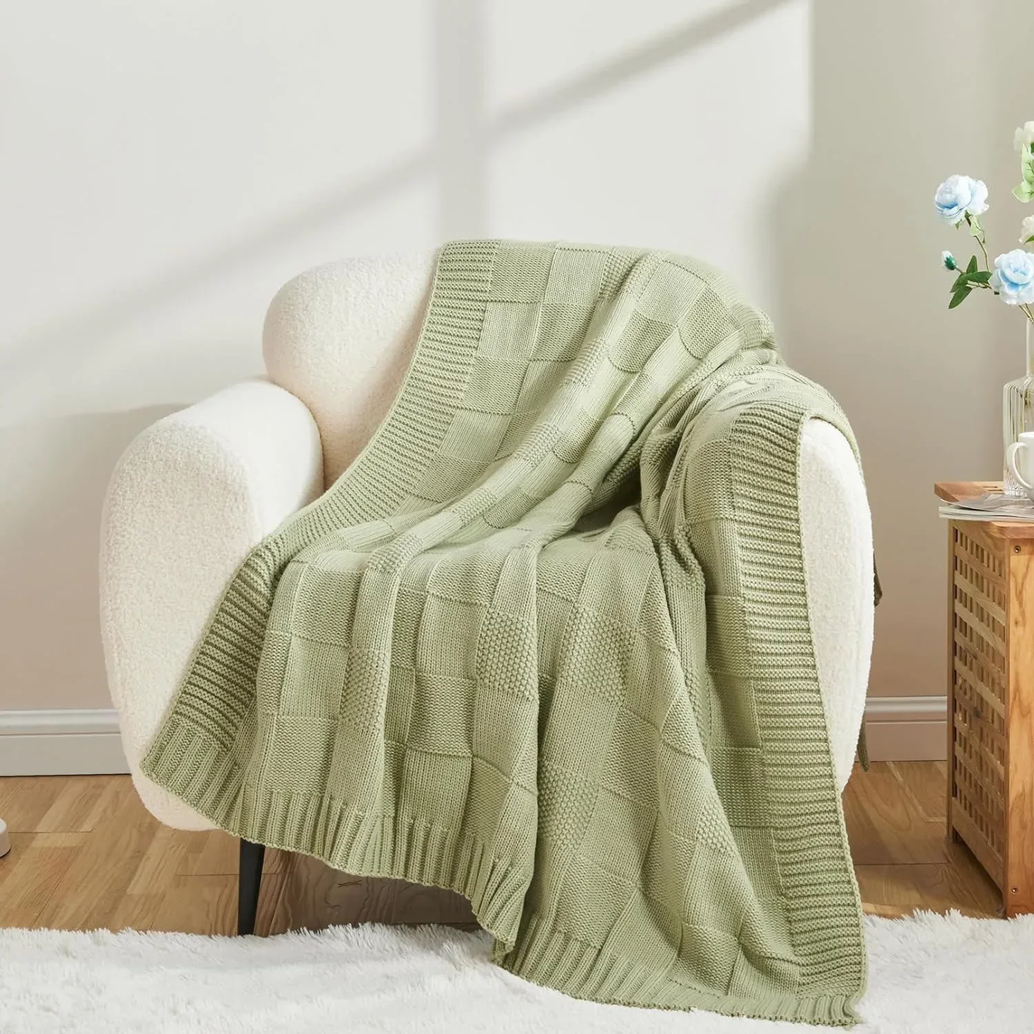 Knitted Blanket Bohemian Waffle Sofa Knitted Blanket Cover Plane Office Nap Camping Leisure Soft Blanket Shawl Small Bed Cover