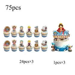 One Piece Cake Topper Party Decorations (75pcs Cake Topper)