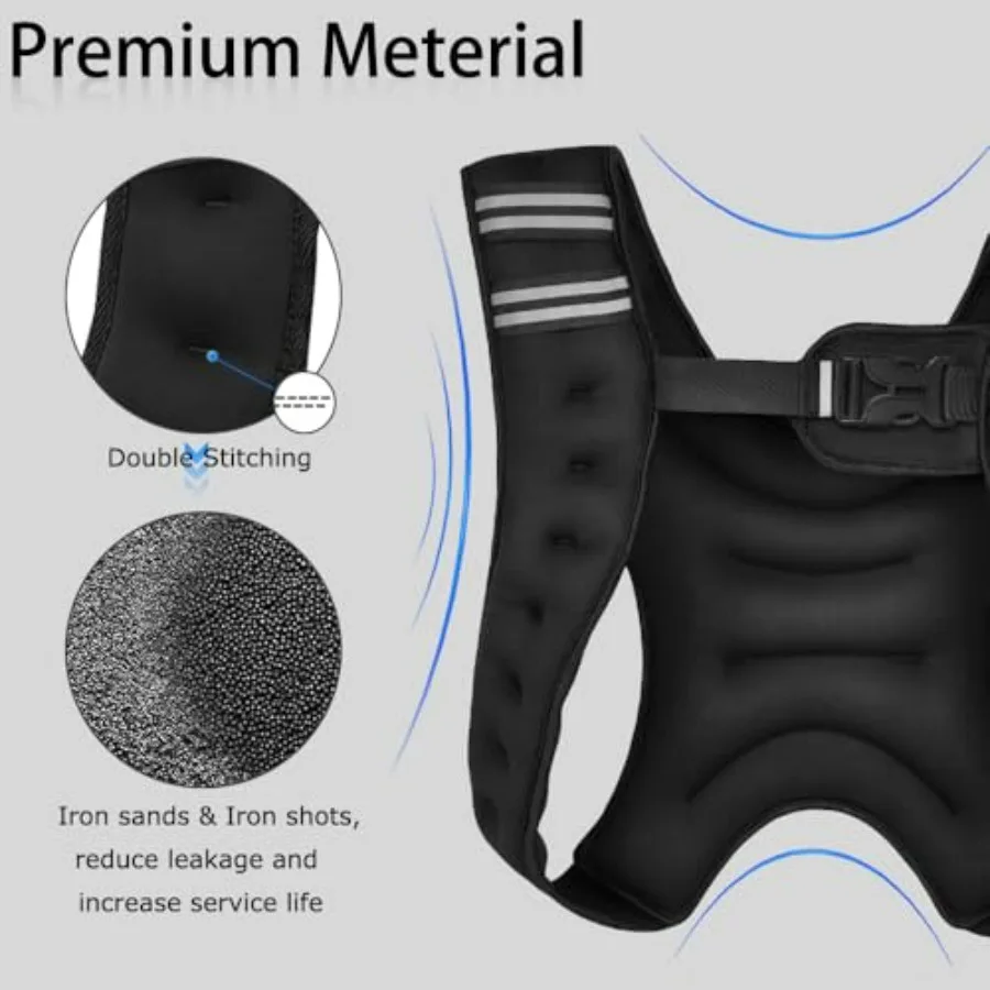 Weighted Vest, 11 lb Weight Vest with Reflective Stripe, Body Weight Vests Adjustable for Men, Women Workout, Strength Training,