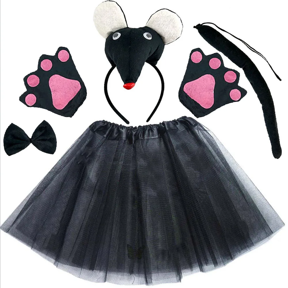 

Adult Child Animal Mouse Rat Props for Birthday Party Headband Tail Tie Skirt Headwear Halloween Costume Cosplay