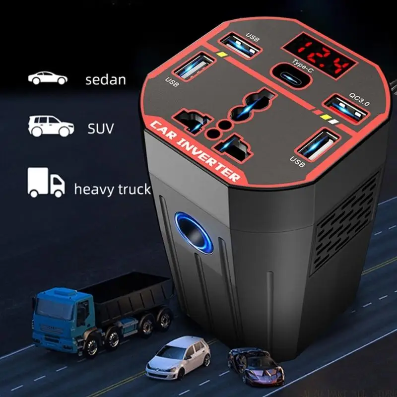 J0MA DC12V 24V AC220V 자동차 전원 인버터 200W 콘센트 여행 캠핑에 이상적