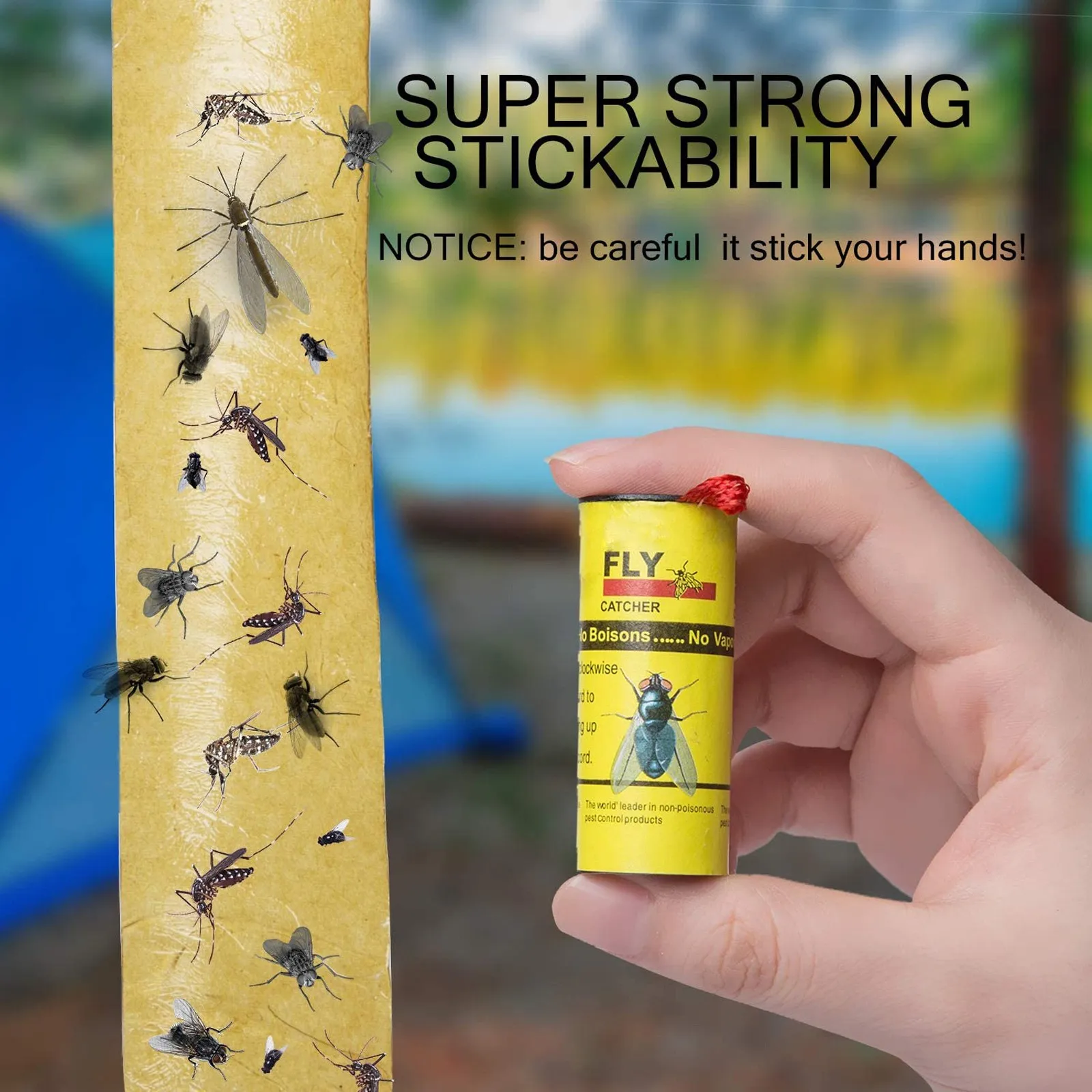 0 Sticky Fly Strips Catcher Ribbon Paper Strip For Kitchen Garden fly catcher strips