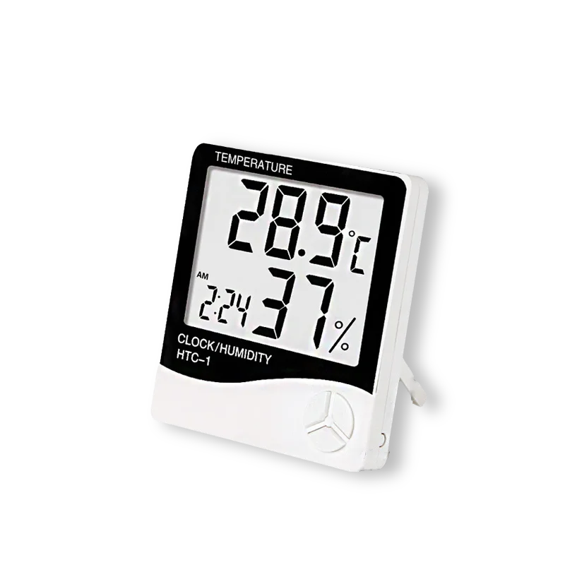 Digital Thermo-Hygrometer with LCD Clock - Indoor/Outdoor Temperature & Humidity Weather Station