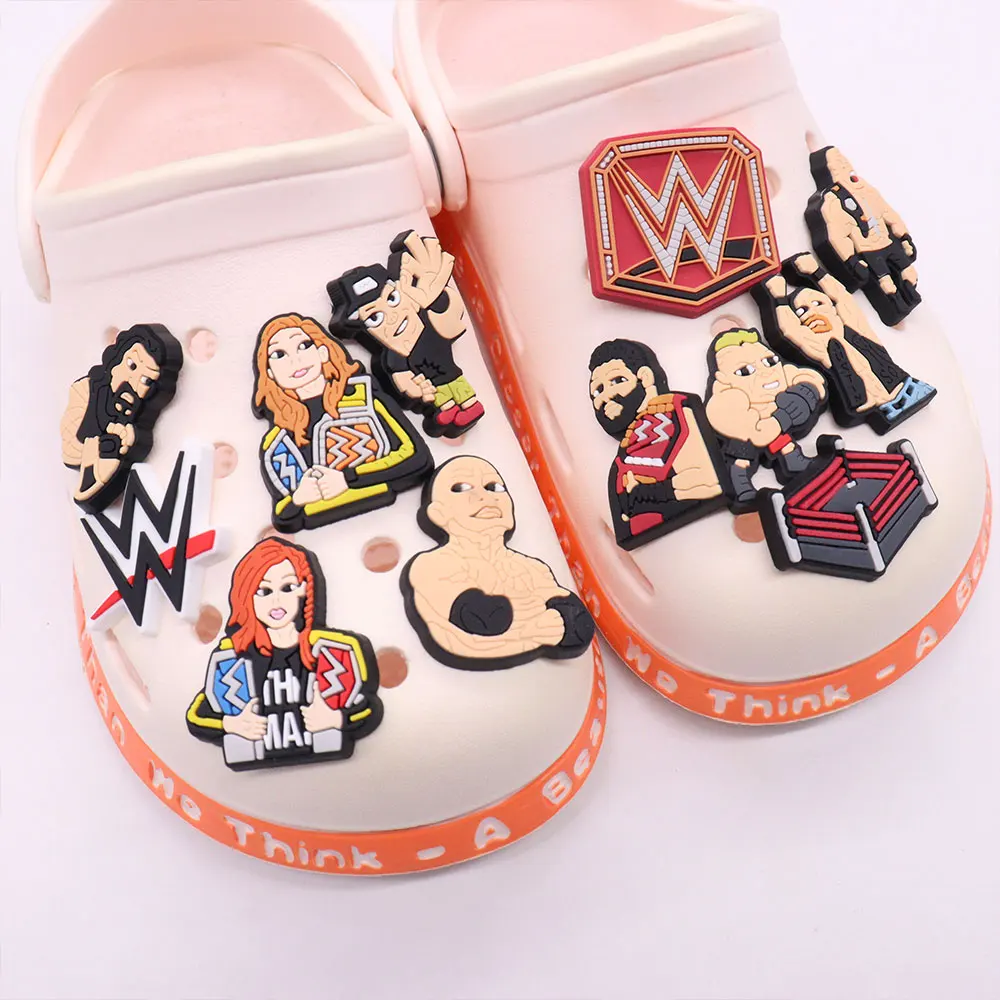 

Wholesale 50pcs PVC Shoe Charms Sports Boxer Championship Belt Accessories DIY Shoe Ornament Fit Wristband Croc Jibz