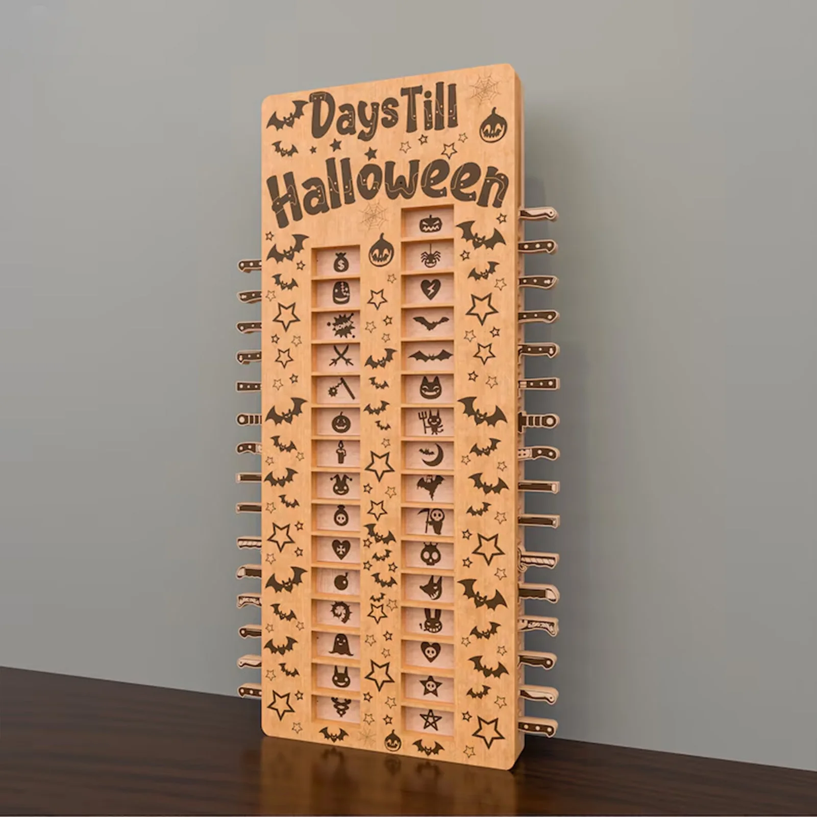 Halloween Advent Calendar 31 Days Countdown Calendar Kids Wooden Crafts Gifts Home Ornament Spooky Festival Ambience Decorations