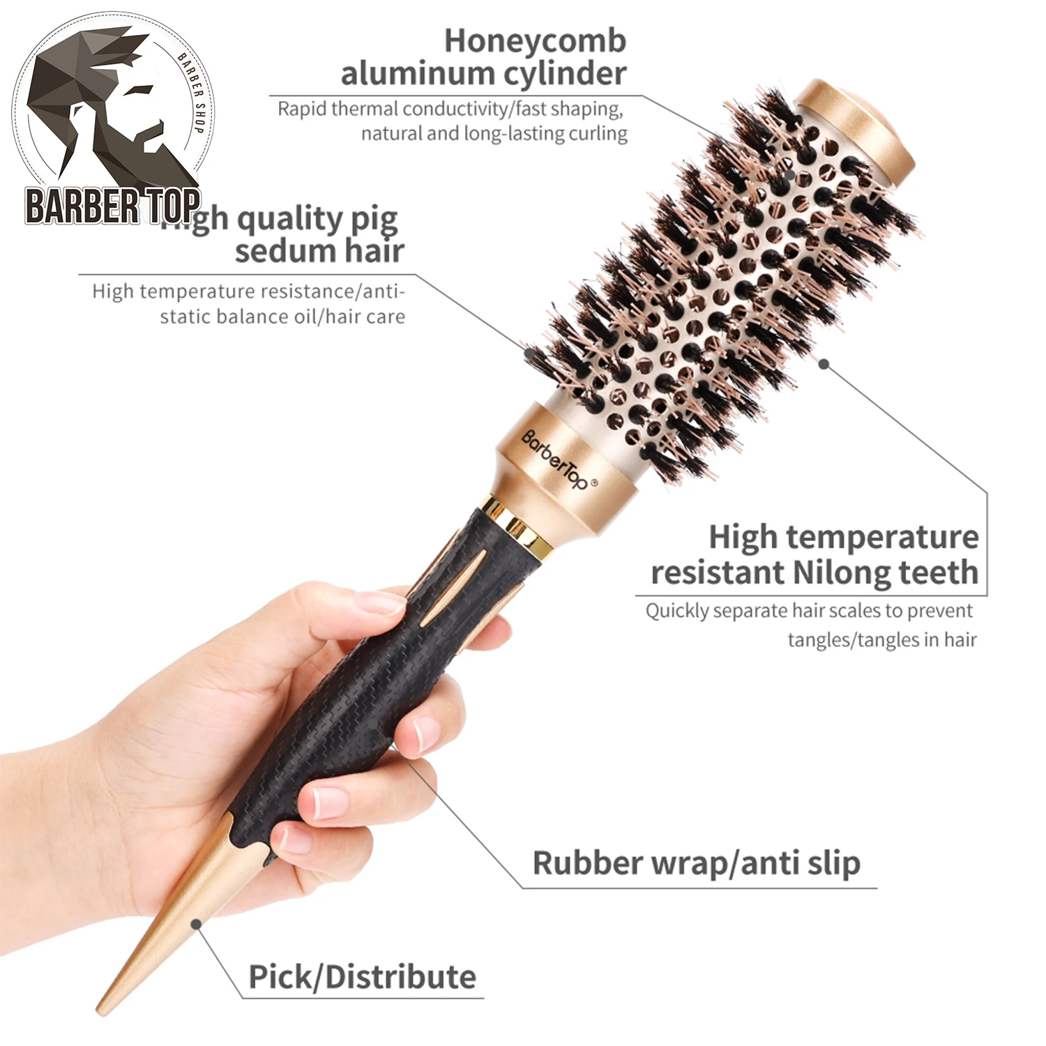 Wooden Round Barrel Hair Brush And Travel Pouch By Rustik Boar Bristles Curl Enhancing Blow Drying Styling Adding Volume Shine Woodcrafted For Men And Women