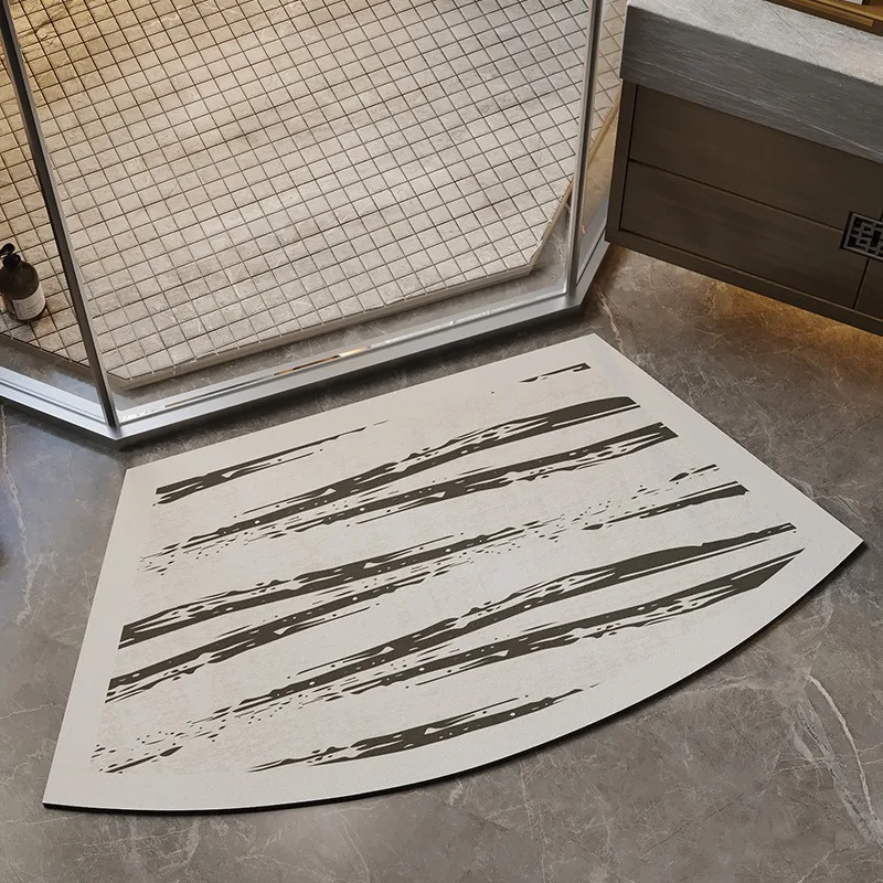 Bathroom Floor Mat Water-absorbing Non-slip Wash-free Carpet Irregular Line Texture Diatom Mud Shower Room Rugs Home Decor Mats 3