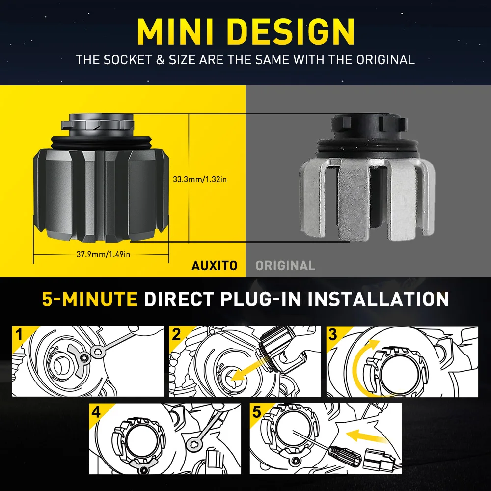 2개 AUXITO L1B LED 안개등 80W 16000LM 캔버스 안개등 DRL 주행등 토요타 혼다용 노란색 흰색 자동차 전구 팬리스 12V