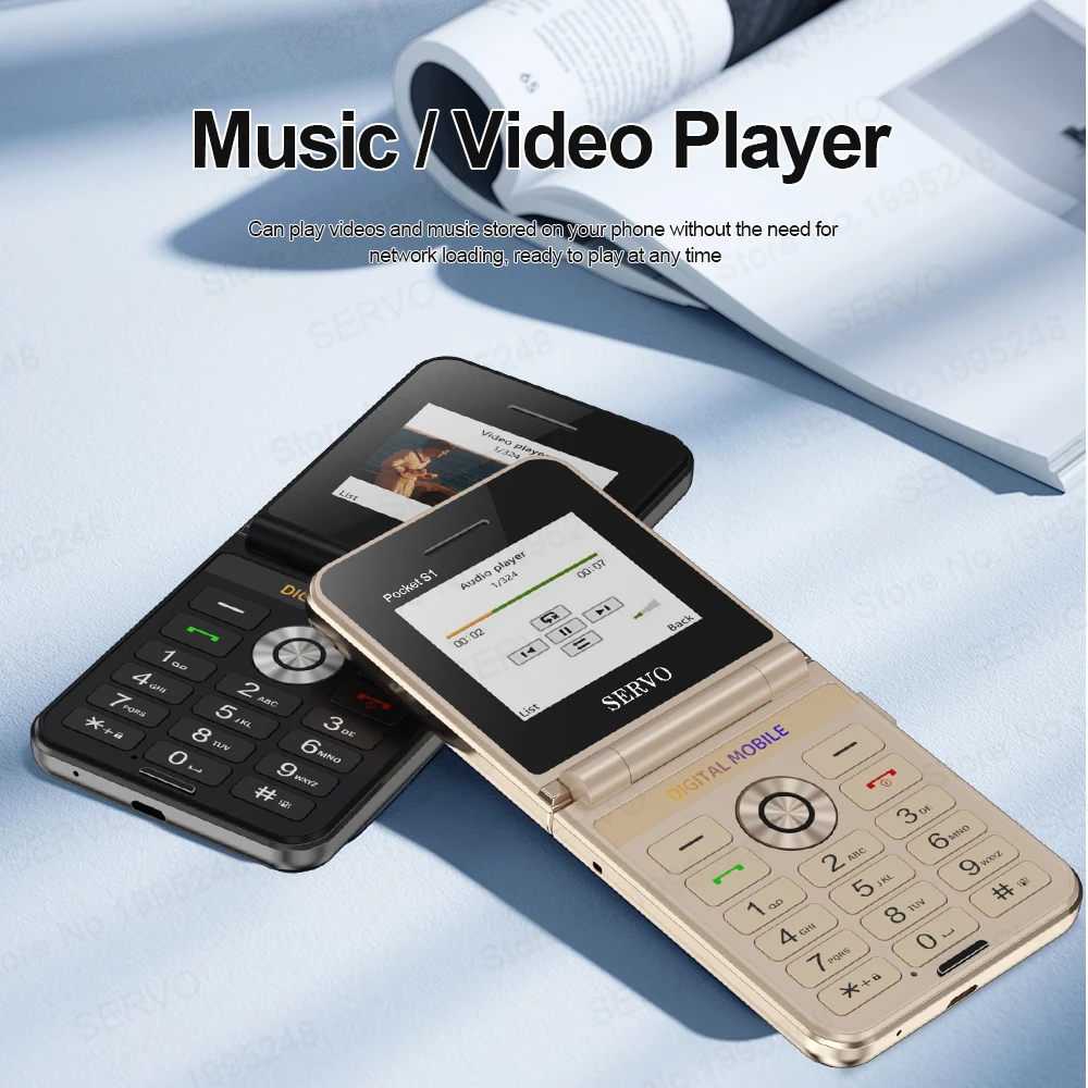 SERVO Pocket S1 Four SIM Card Flip Mobile Phone Speed Dial Magic Voice Flashlight Call Recording 2G GSM Cellular Foldable Phones 3