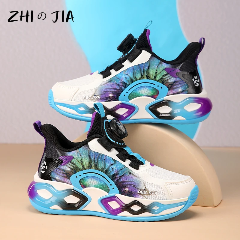 가을 메쉬 통기성 어린이 운동화, 회전 버클 경량 러닝화, 학생 패션 트렌디 신..