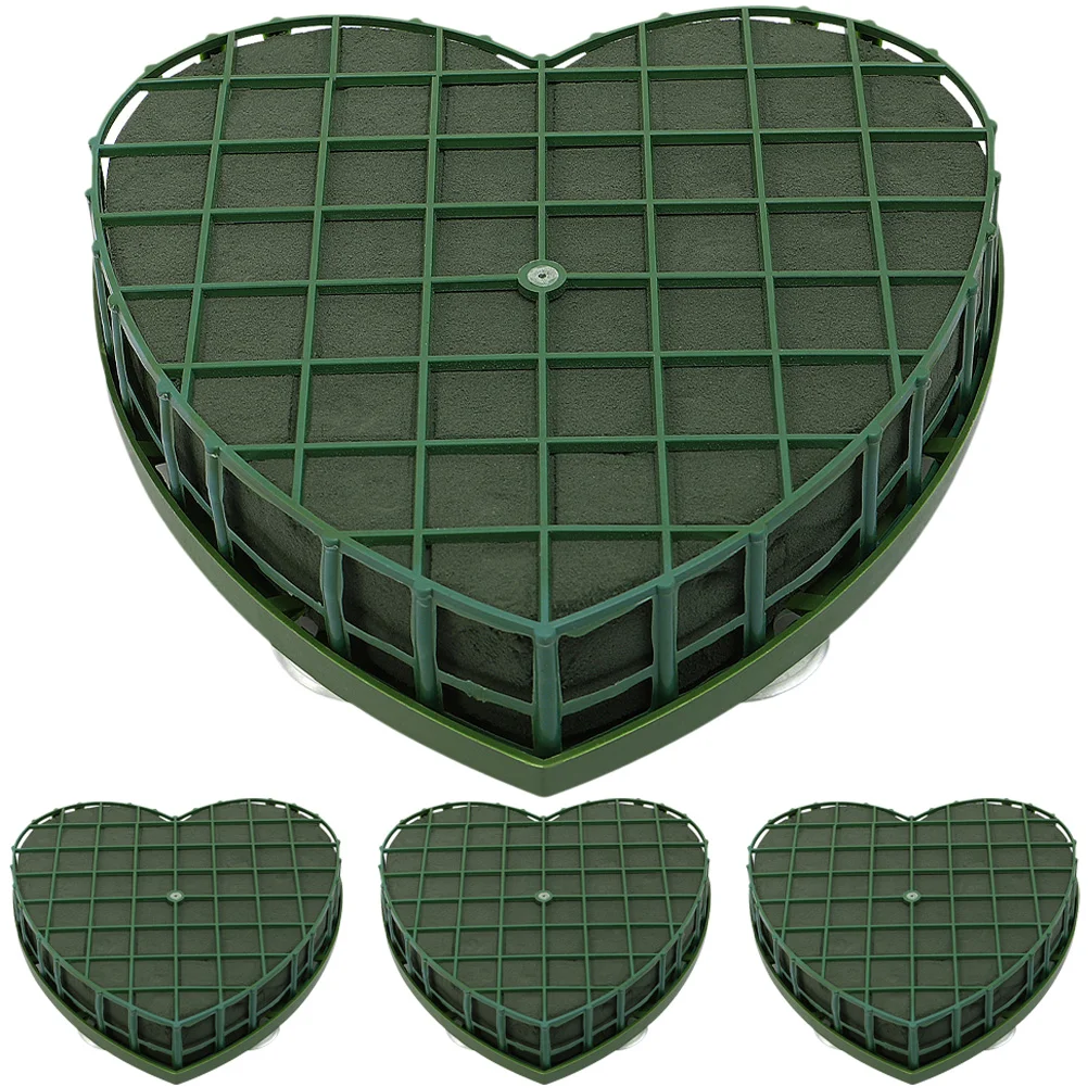 

4 Pcs Sponges Heart-Shaped Flower Mud Bricks Cutting Paste Floral Arrangement Green Florist Tray Wet Blocks Wedding Car