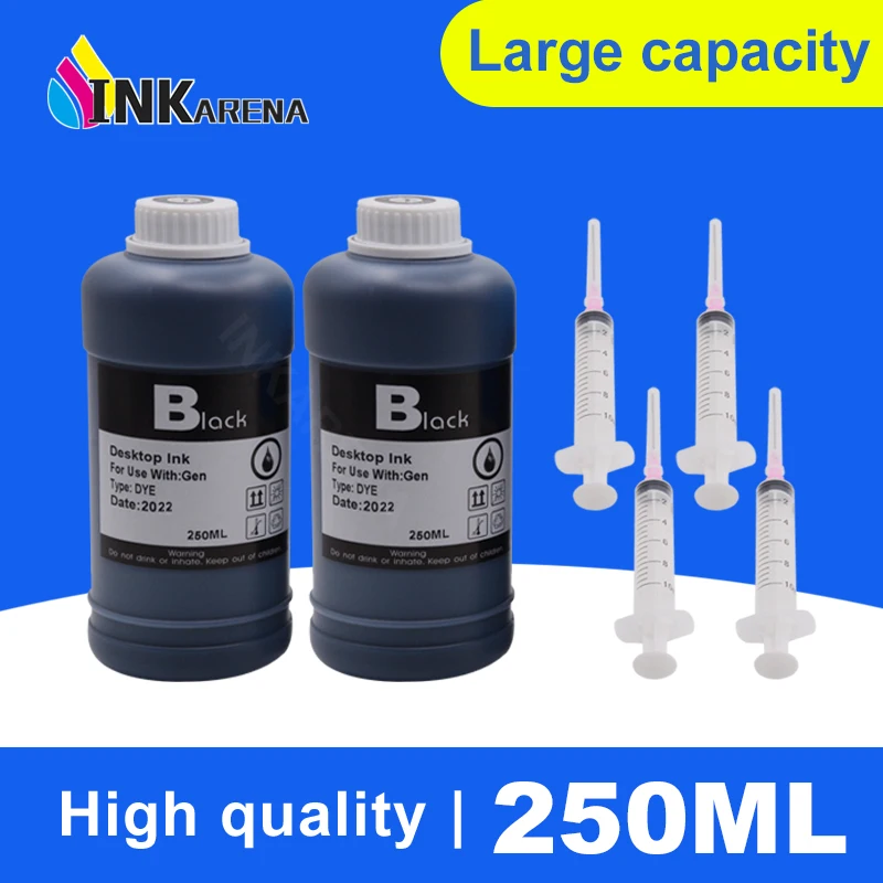 Flacone Da 250Ml Ricarica Inchiostro Universale Per Stampante Ecotank Epson 3800 7600 P600 T3200 Per Cartuccia E Kit Hp 305 302 301 Pg 540 545