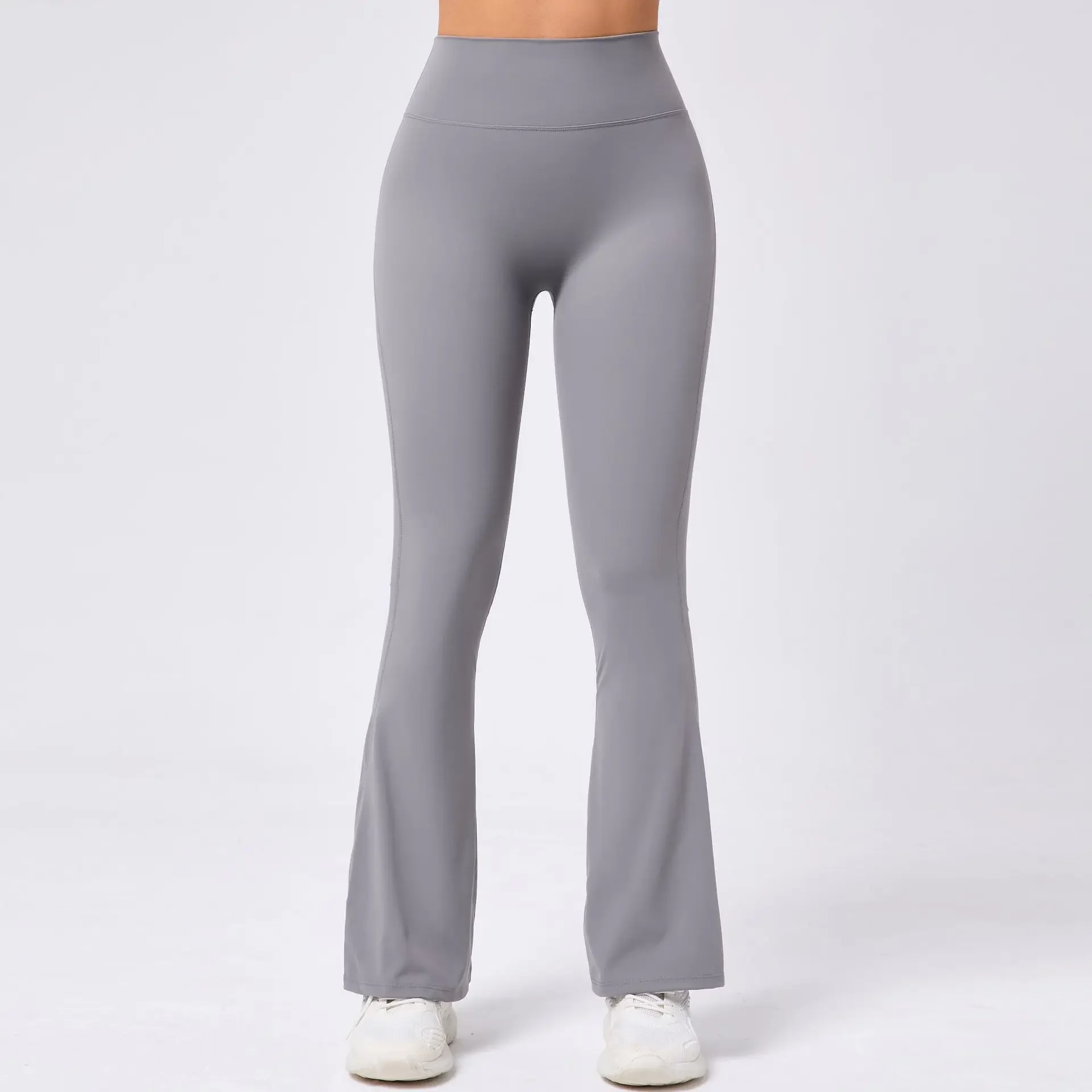 Neteson Yogabroek voor dames, lange legging, flared voor dames, hoge taille, bootcut, wijde pijpen, stretch, sportbroek, jazzpants voor sport, yoga, dans, fitnessbroek, A donkergrijs, L