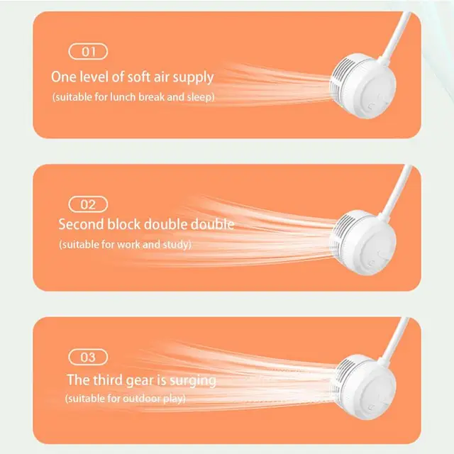 Nyaki Ventilátor 360 Hűtő Pengék Ventilátorok 3 Sebességű Hűvös Akkumulátorral Működtetett Hordható Személyes Férfiaknak Gyerekek Otthon - Image 5