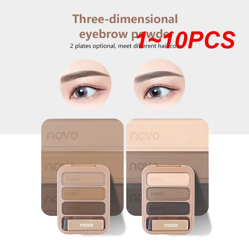 

1 ~ 10 шт. трехмерные трехцветные брови, натуральная Водонепроницаемая фотопалитра с мягкой кистью и зеркальными глазами