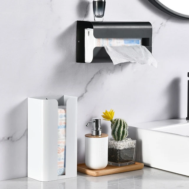 Multifunctional Toilet Paper Holder Kitchen Tissue Box Wall Mounted Paper  Box Tissue Paper Storage Box Kitchen Paper Dispenser