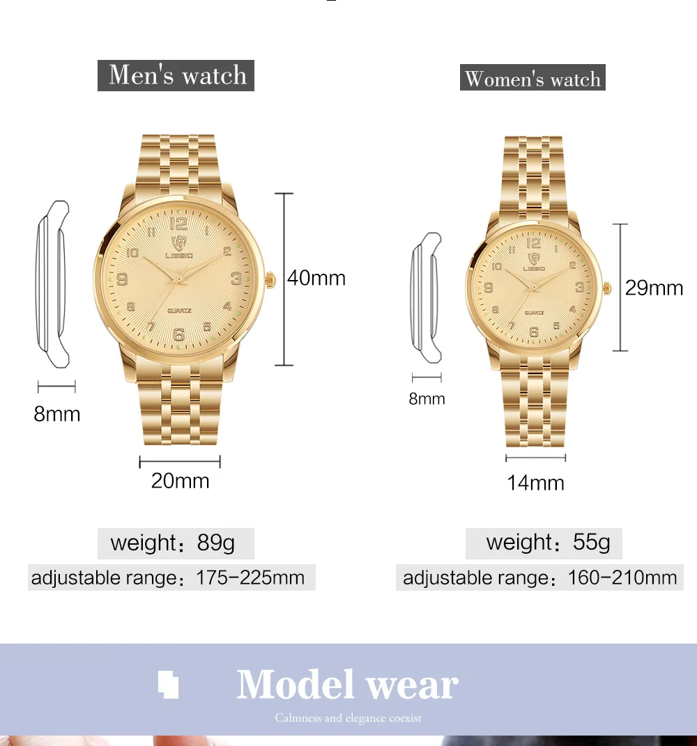 LIEBIG Brand 2023 Japan Quartz Movement Female Male Clock Top Luxury Golden Watch Women Men Ladies masculino Dropshipping L1013