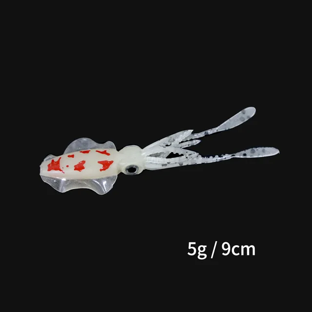 ORJD Trolling Lure Soft Squid Lure 7g 15g 20g 60g Luminous UV Squid Jig For Sea Fishing Boat Fishing Wobbler Bait For Snapper 5G 9CM NO HOOK