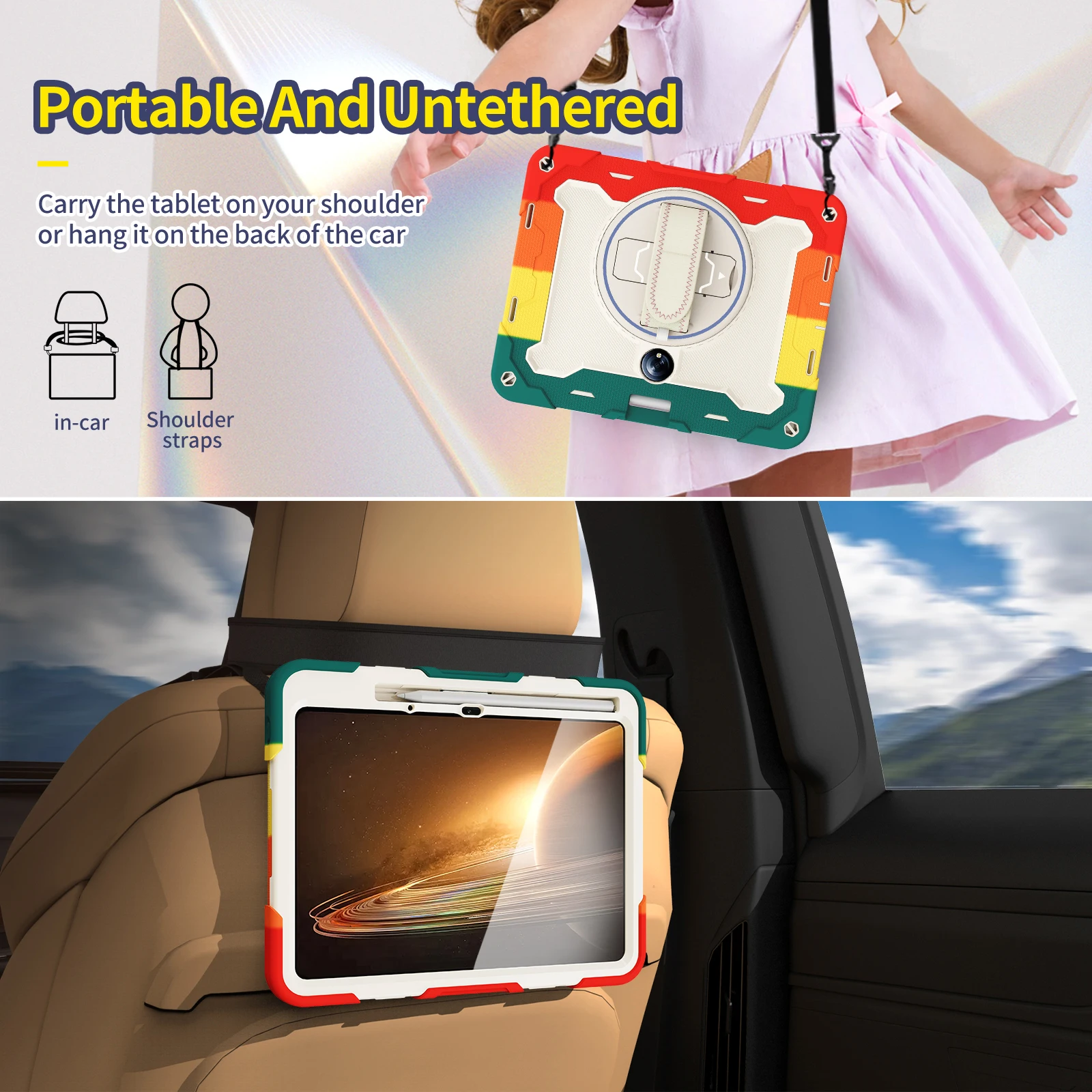 Custodia In Pelle PU Con Cinturino Per OnePlus Pad Go 2023 11,3 Pollici - Antiurto Con Supporto Regolabile - Marrone