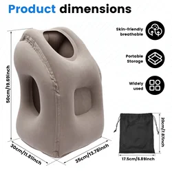 Compact Inflatable Travel Pillow with Storage Bag - Ideal for Airplane and Office Naps (Grey - 1Pc)